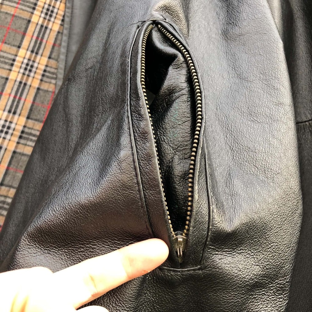 Susquehanna Trail Leather Jacket Mens XXL Black Tartan Plaid Lined Bomber Grunge - Picture 6 of 14